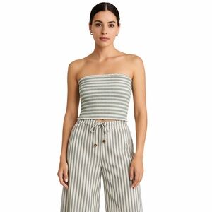 Christian Lacroix Green White Striped Wide Leg Trouser Set Women’s M Coastal